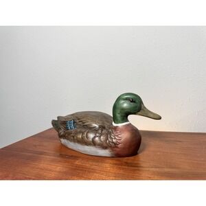 Handmade Ceramic Mallard Drake Duck Decoy – Hand Painted Matte Finish 12"